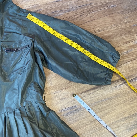 Per Se Silk Dark Green Ballon Sleeve midi Dress size M - Picture 7 of 7